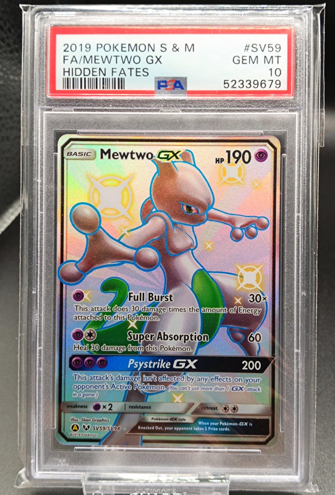 Mewtwo GX #SV59 Pokemon Hidden Fates psa 10 - Qubimon.dk
