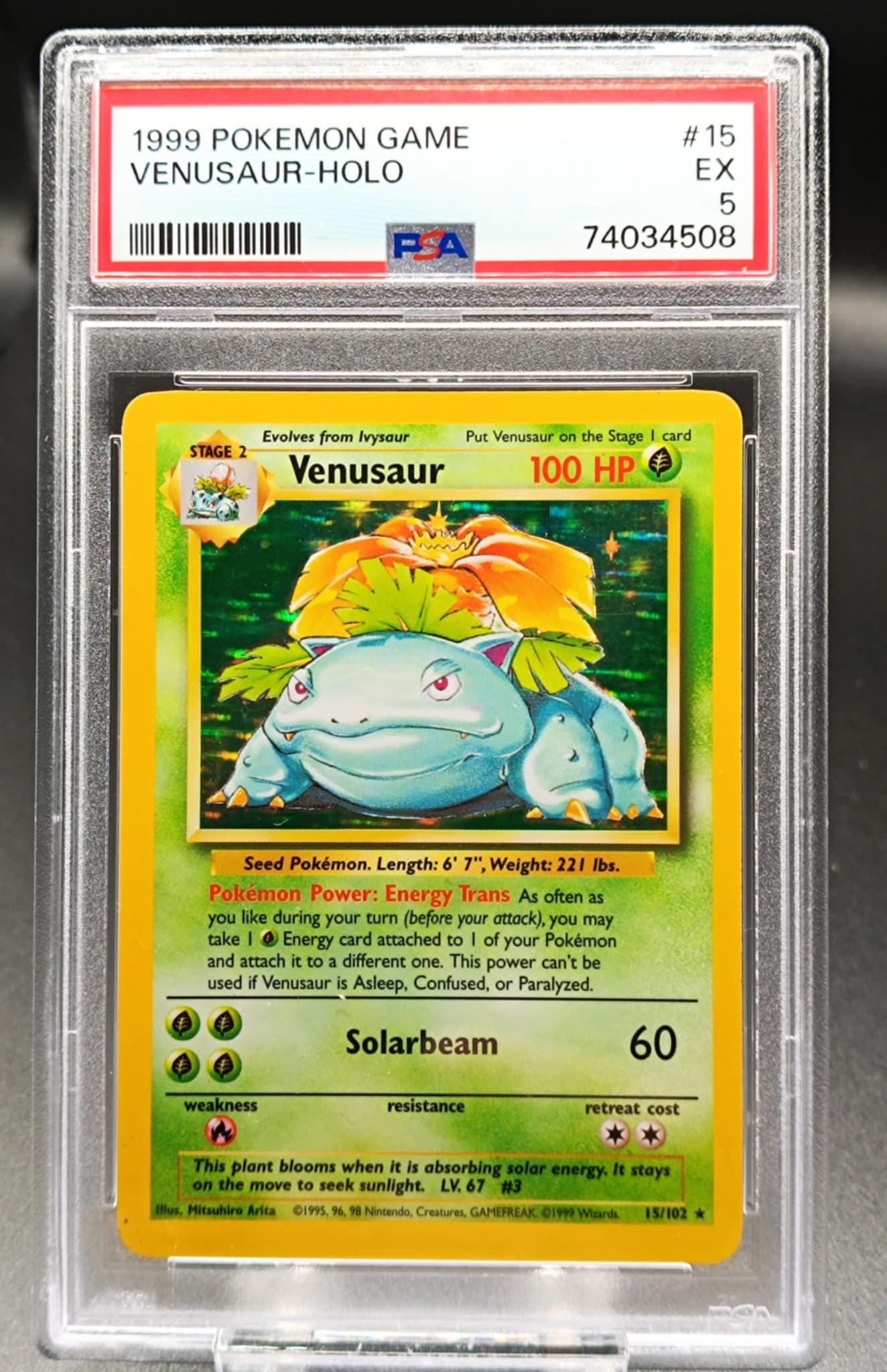 Venusaur #15 Pokemon Base Set psa 5 - Qubimon.dk