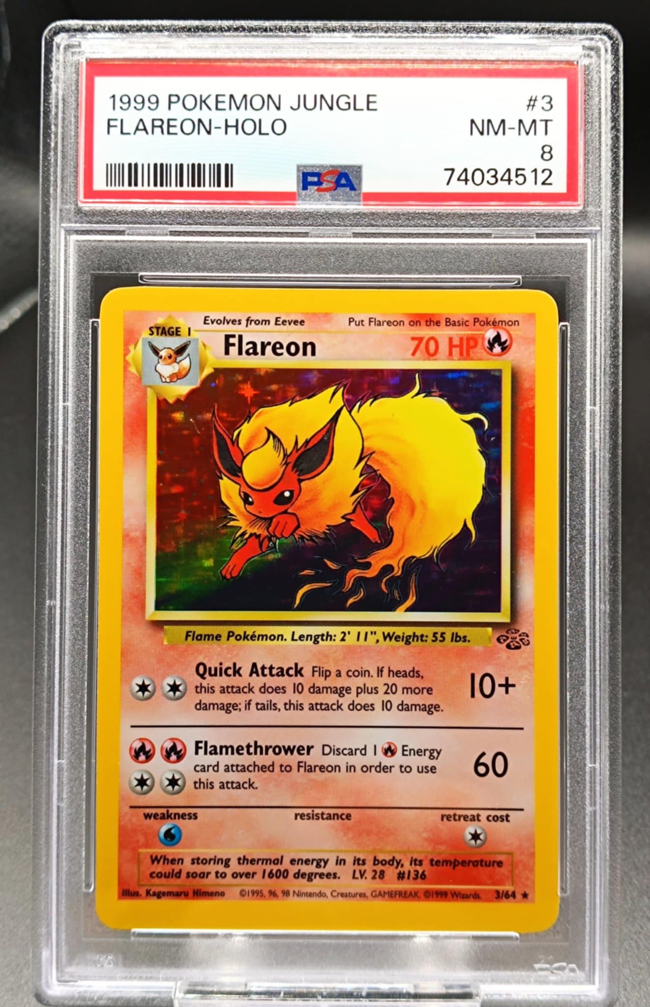 Flareon #3 Pokemon Jungle psa 8 - Qubimon.dk