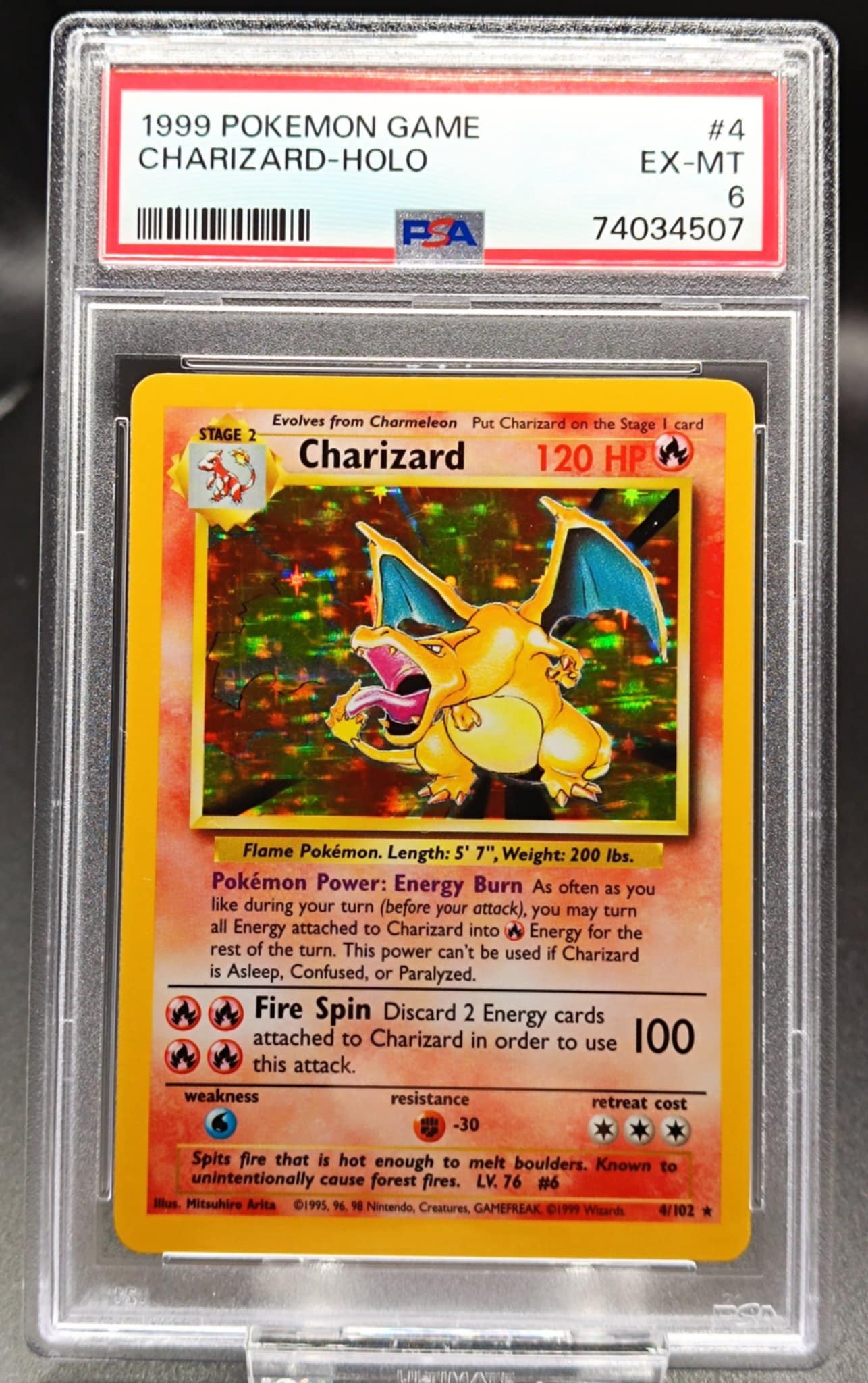 Charizard #4 Pokemon Base Set psa 6 - Qubimon.dk