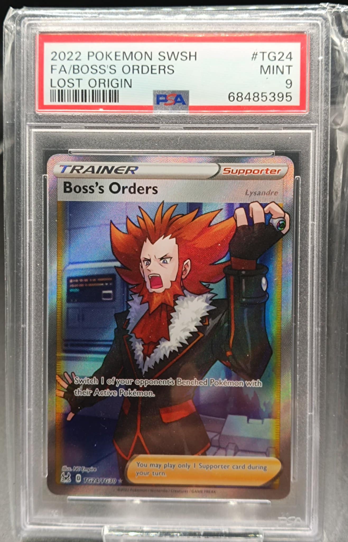 Boss's Orders #TG24 Pokemon Lost Origin psa 9 - Qubimon.dk