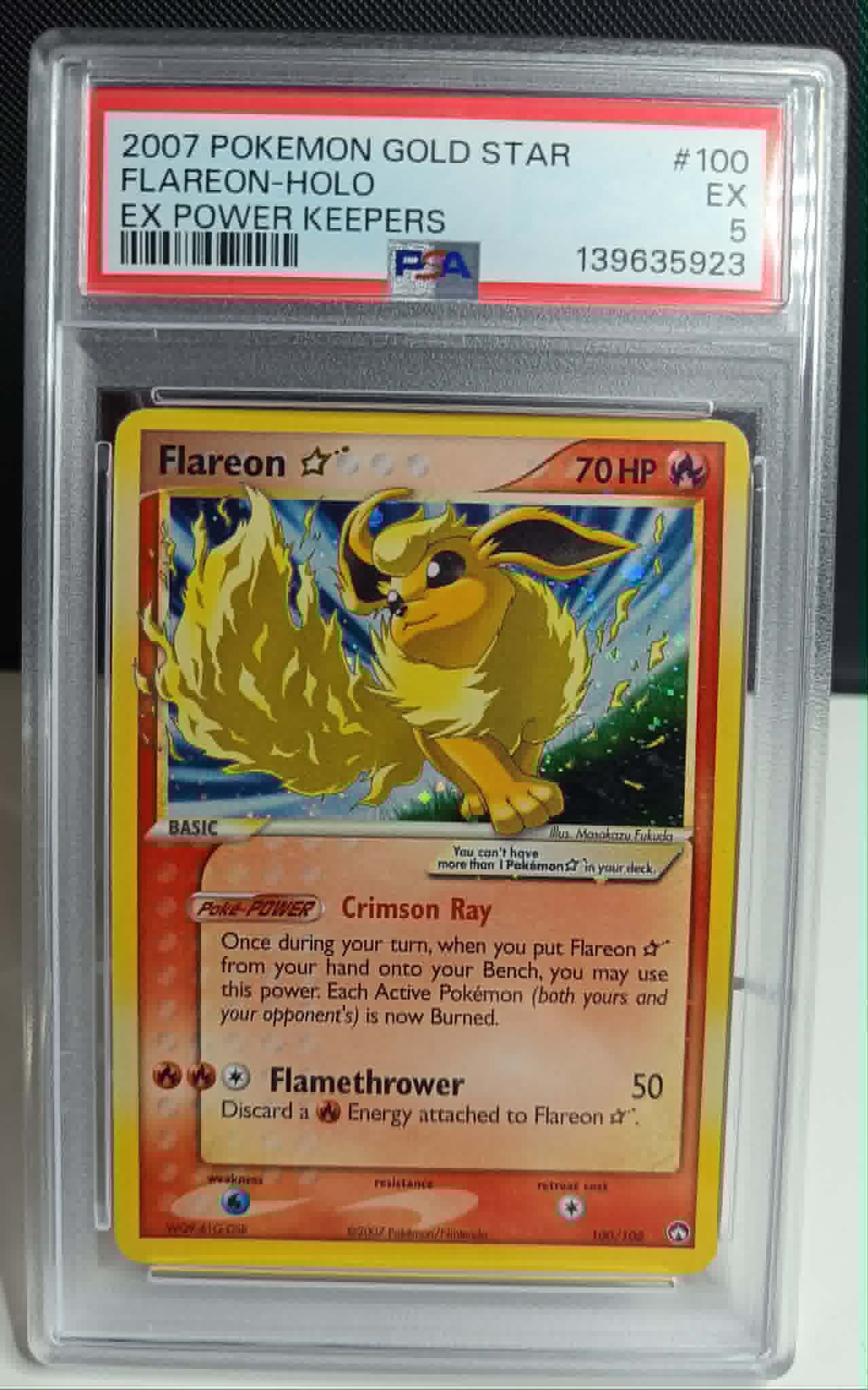 Flareon holo gold star 2007 pokemon #100 psa 5