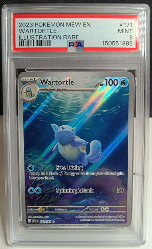 Pokémon 151 Evolution Line Set – Squirtle #170, Wartortle #171 & Blastoise ex #200 PSA 9
