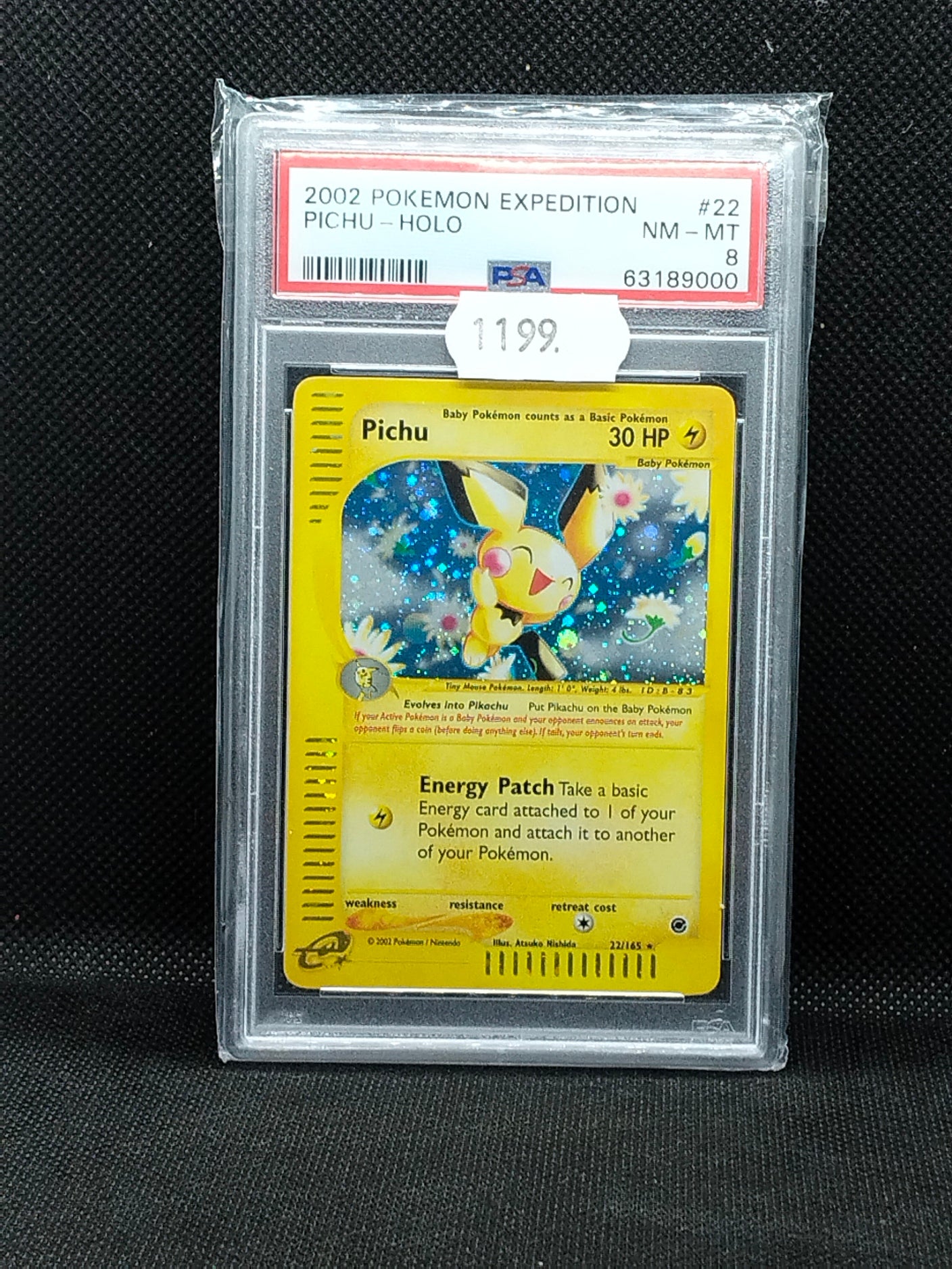Pokémon Pichu Holo #22 Expedition 2002 – PSA 8 (NM-MT)