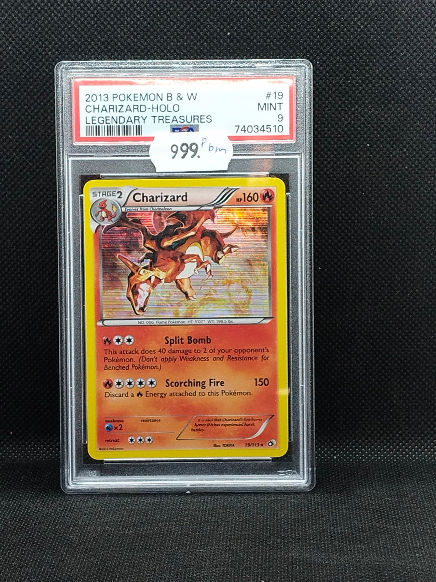 Pokémon Charizard Holo #19 Legendary Treasures (2013) – PSA 9 (Mint)