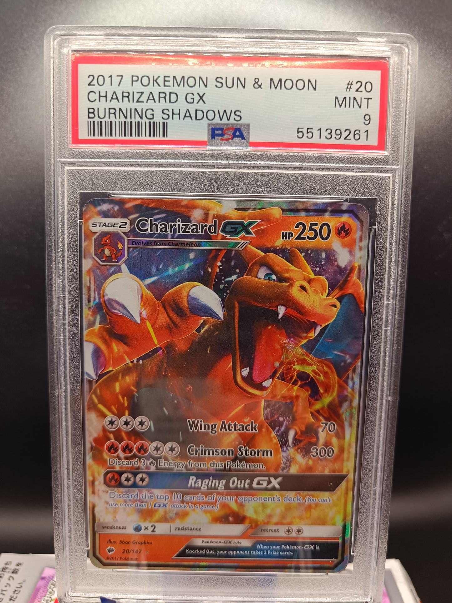 Charizard GX #20 Pokemon Burning Shadows psa 9 - Qubimon.dk