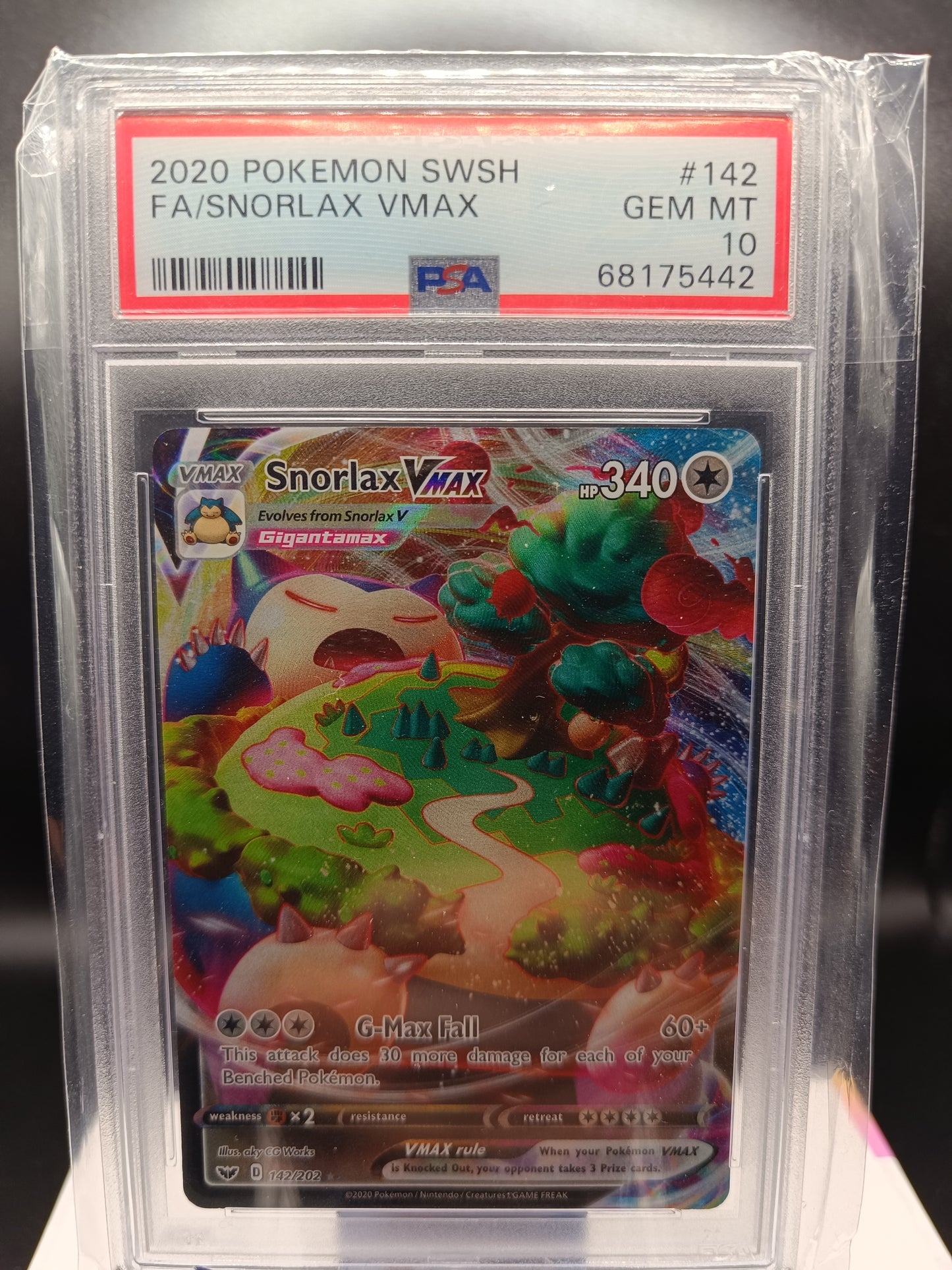 Snorlax Vmax #142 Pokemon Sword & Shield psa 10 - Qubimon.dk