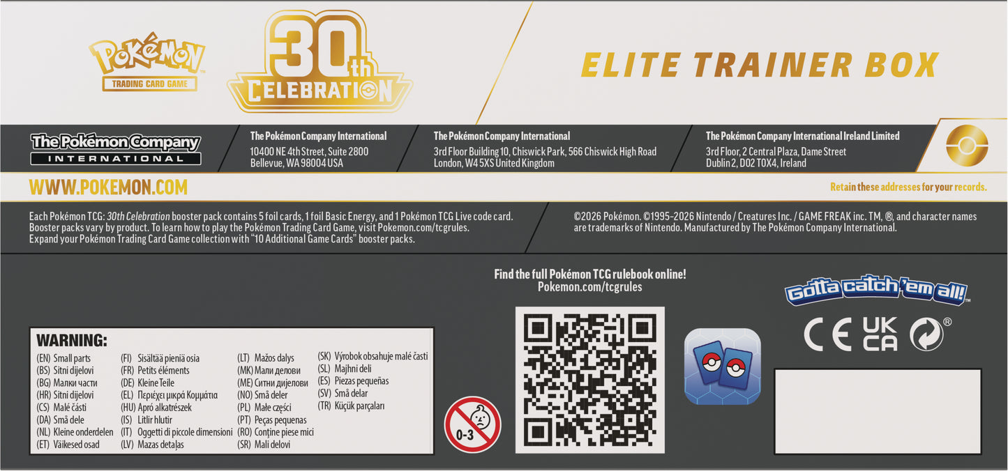 Pokémon 30th Anniversary Celebration – Elite Trainer Box Forudbestilling