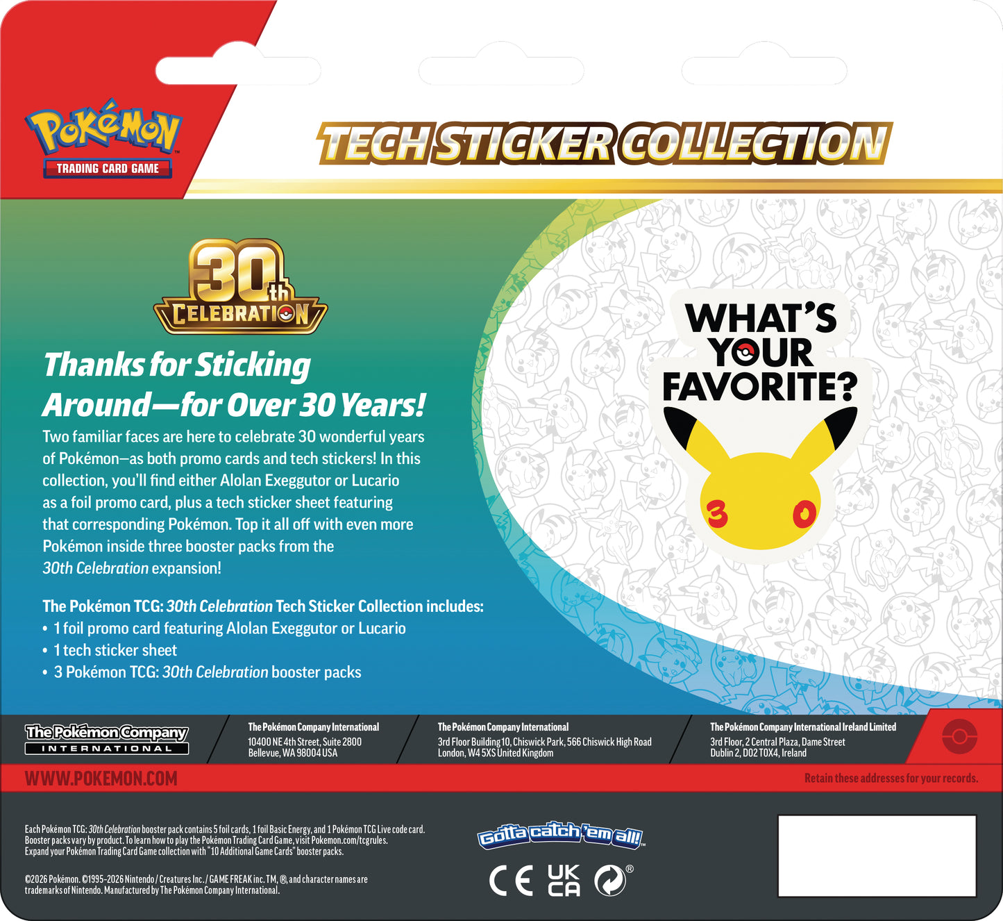 Pokémon TCG: 30th Anniversary Tech Sticker Collection FORUDBESTILLING