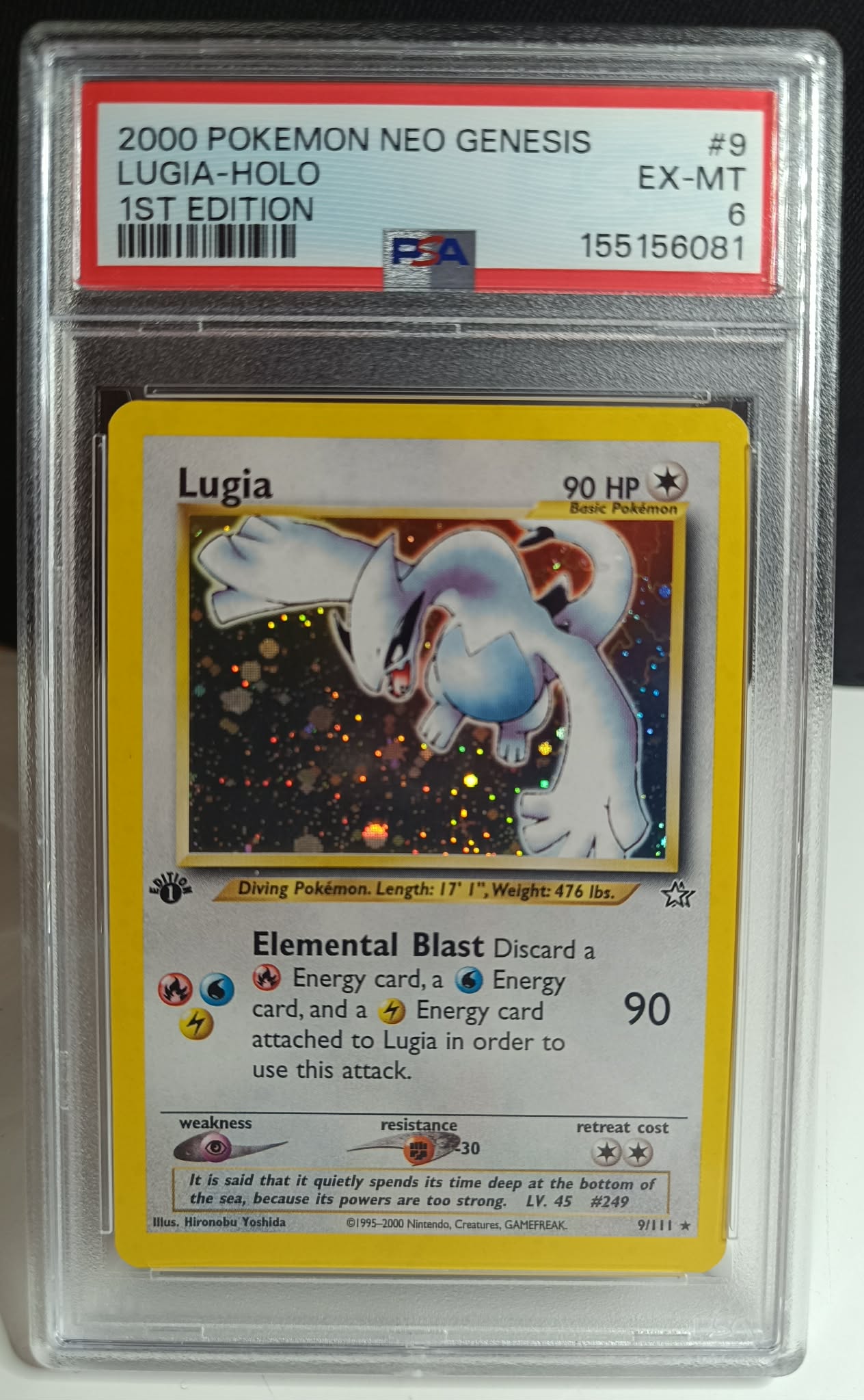 PSA 6 Lugia 1st Edition Holo #9 Neo Genesis 2000 Pokémon
