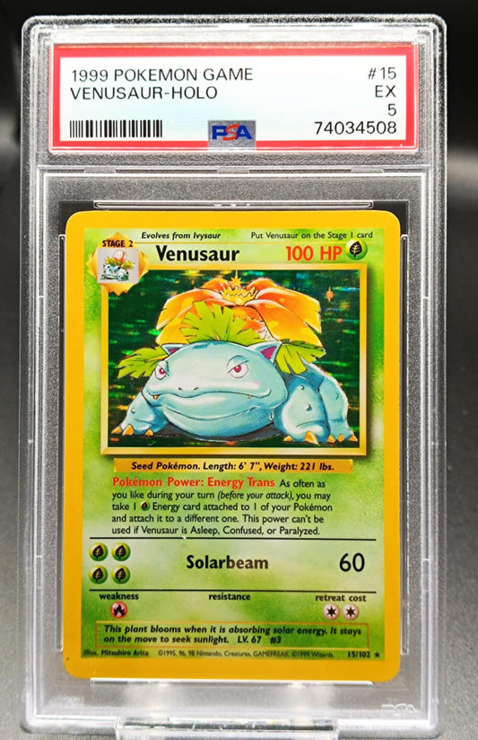 Venusaur #15 Pokemon Base Set psa 5 - Qubimon.dk