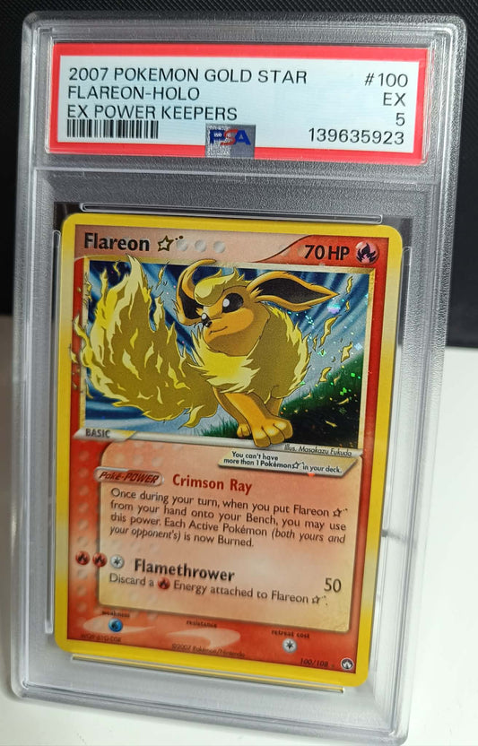 Flareon holo gold star 2007 pokemon #100 psa 5