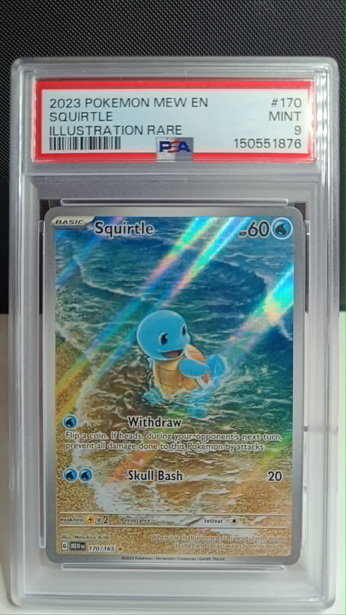Pokémon 151 Evolution Line Set – Squirtle #170, Wartortle #171 & Blastoise ex #200 PSA 9