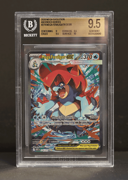 Pokemón MEGA Feraligatr EX SIR BECKETT 9.5 GEM MINT