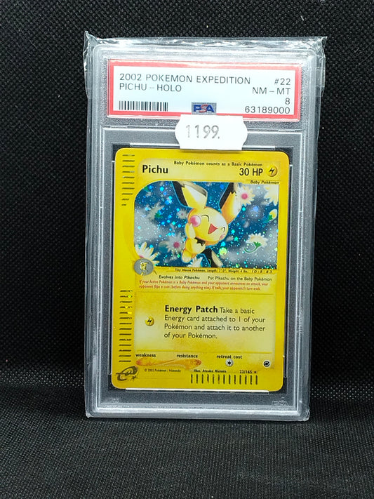 Pokémon Pichu Holo #22 Expedition 2002 – PSA 8 (NM-MT)