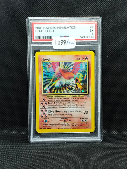 Pokémon Ho-Oh Holo #7 Neo Revelation (2001) – PSA 5 (EX)