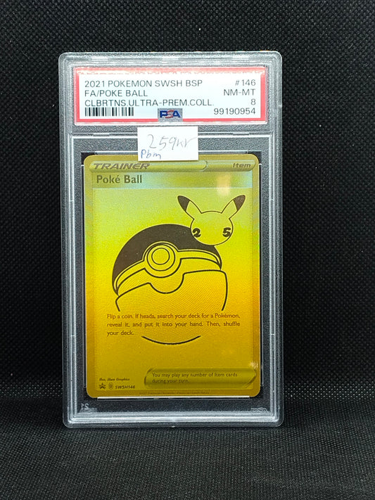 Pokémon Poké Ball FA #146 Celebrations Ultra-Premium (2021) – PSA 8 (NM-MT)