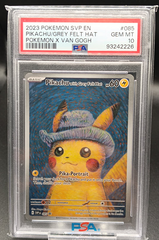 Pikachu With Grey Felt Hat #85 PSA 10 Van Gogh Promo - Qubimon.dk