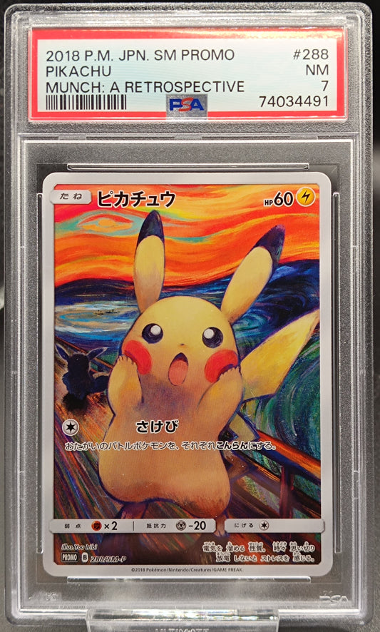 Pikachu 288/SM-P MUNCH Pokemon Card TCG Promo 2018 The SCREAM Japanese psa 7 - Qubimon.dk