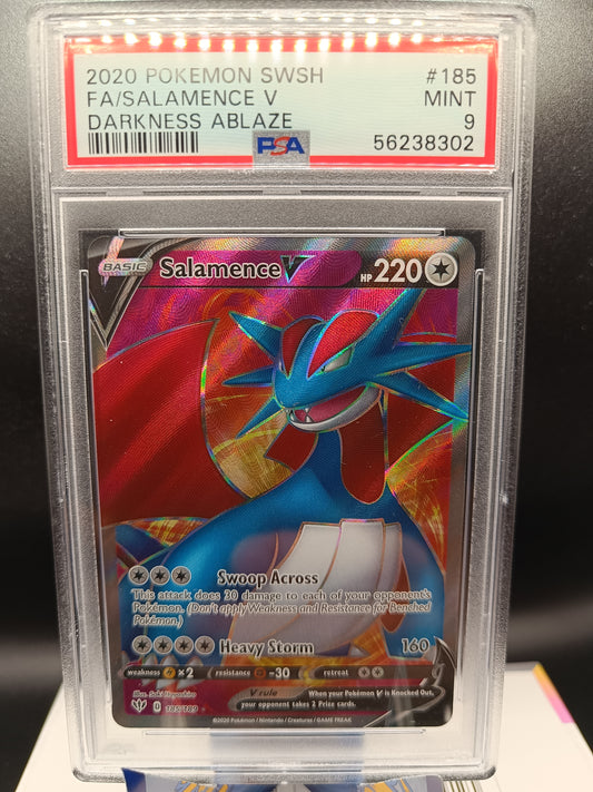 Salamence V #185 Pokemon Darkness Ablaze psa 9 - Qubimon.dk
