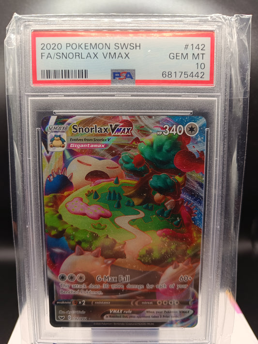 Snorlax Vmax #142 Pokemon Sword & Shield psa 10 - Qubimon.dk
