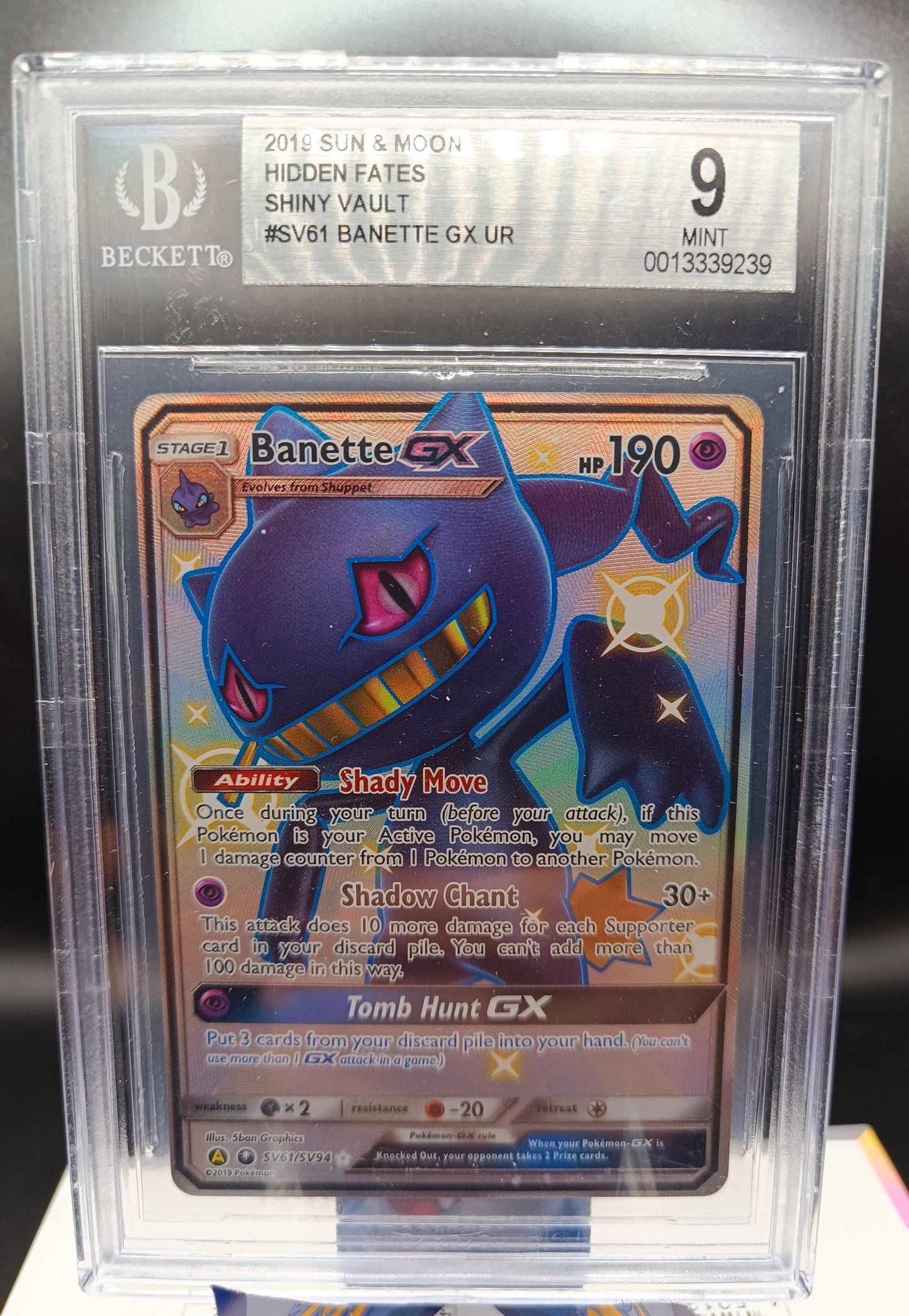 Banette GX #SV61 Pokemon Hidden Fates beckett 9 - Qubimon.dk