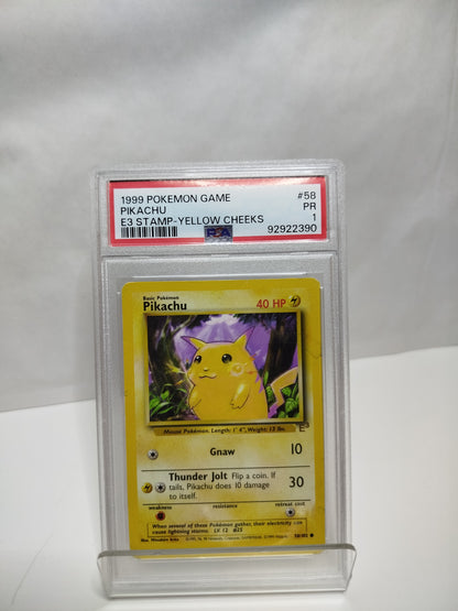 1999 POKEMON GAME PIKACHU E3 STAMP-YELLOW CHEEKS PR 1