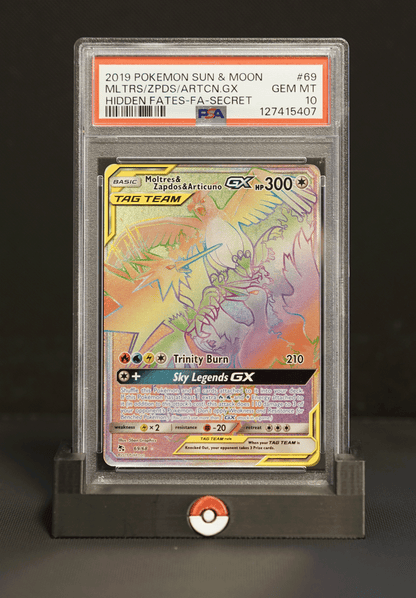 Pokemón TAG TEAM Moltress, Zapdos & Articuno GX SR PSA GEM MINT 10!